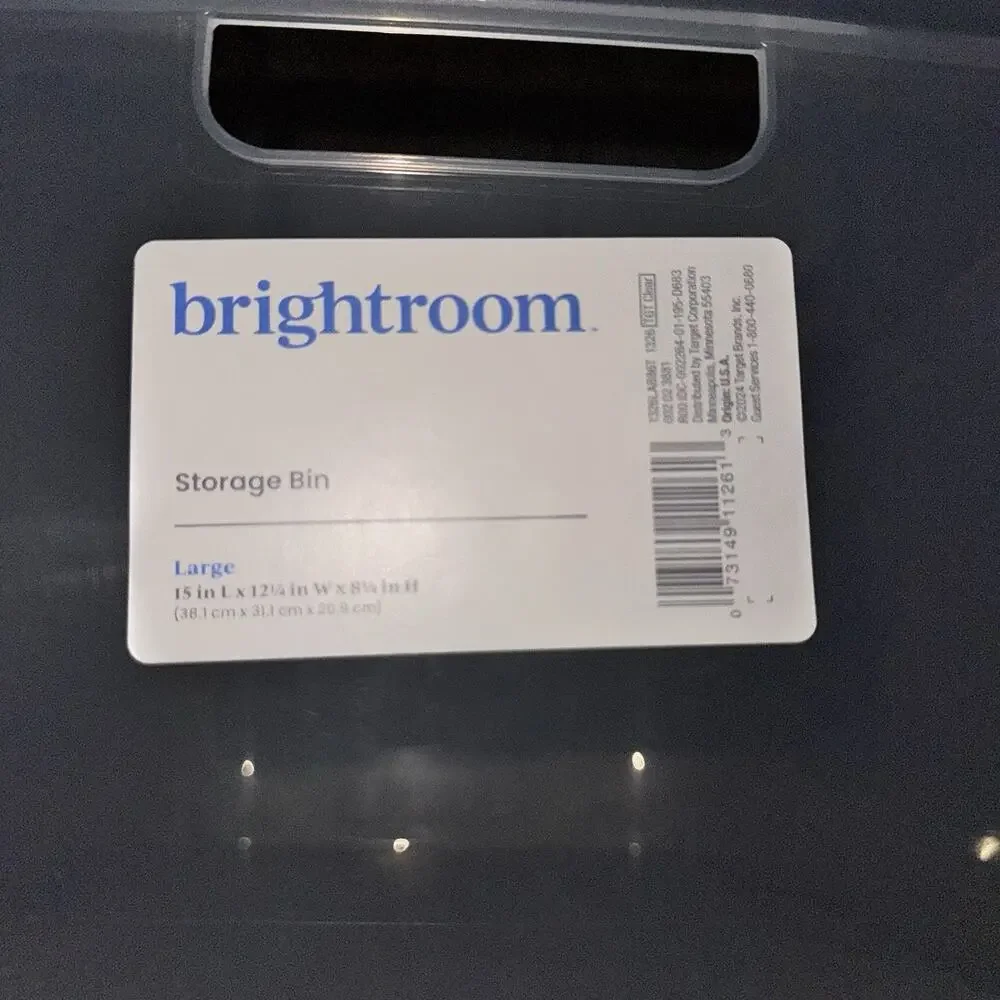 Brightroom Target Large Clear Plastic Storage Bin 15x12.25x8.25 Handles New